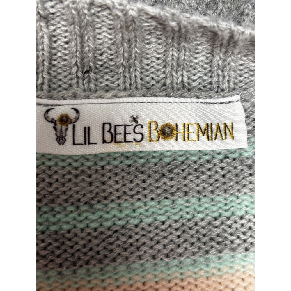 Lil Bees Aztec Fringe Cardigan Sweater Jacket Boho Western Tribal L - Picture 7 of 8